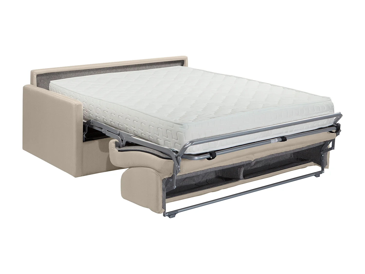Canapé 4 places convertible express en tissu beige avec assise mémoire de forme - Couchage 160 cm - Matelas 22 cm mémoire de forme CALIFE