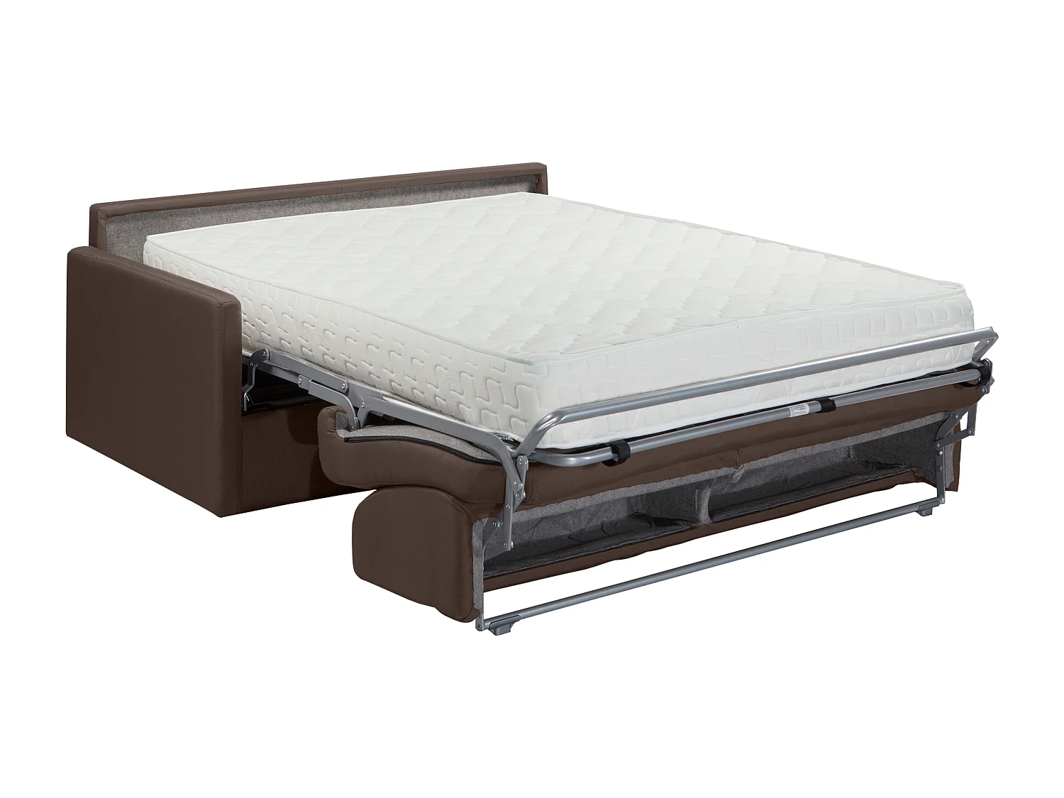Canapé 4 places convertible express en tissu marron avec assise mémoire de forme - Couchage 160 cm - Matelas 22 cm mémoire de forme CALIFE