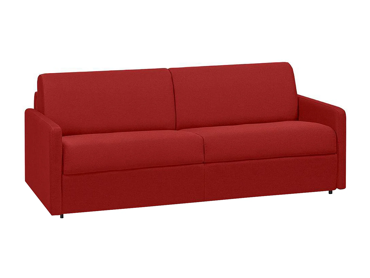 Canapé 4 places convertible express en tissu rouge avec assise mémoire de forme - Couchage 160 cm - Matelas 22 cm mémoire de forme CALIFE