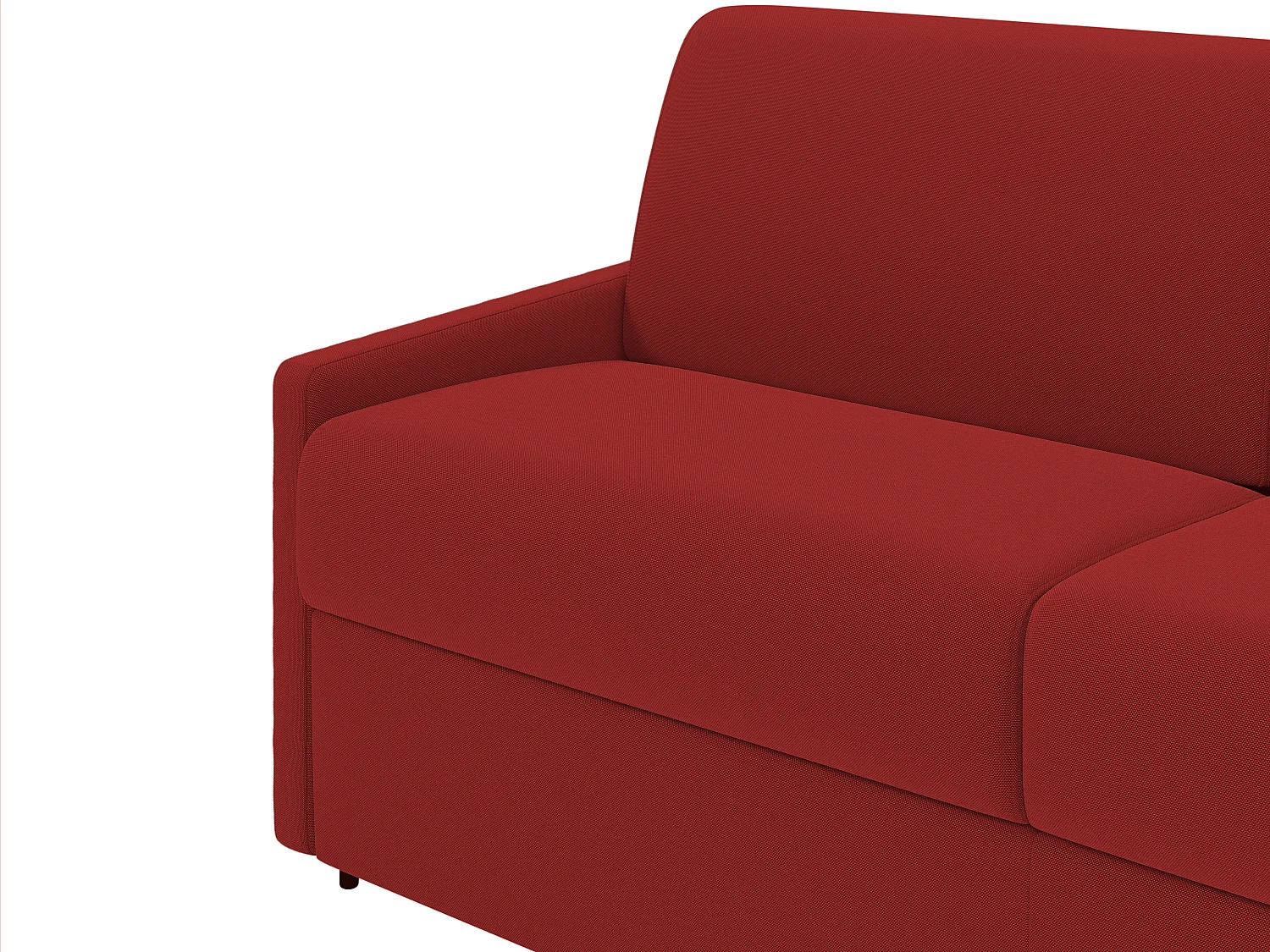 Canapé 4 places convertible express en tissu rouge avec assise mémoire de forme - Couchage 160 cm - Matelas 22 cm mémoire de forme CALIFE