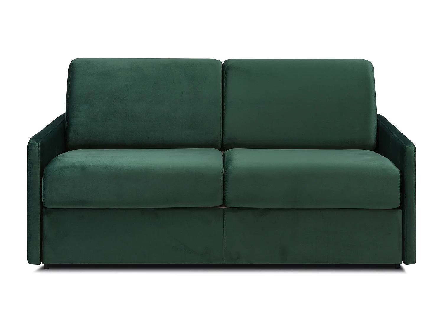 Canapé 2 places convertible express en velours vert sapin avec assise mémoire de forme - Couchage 120 cm - Matelas 18 cm CALIFE