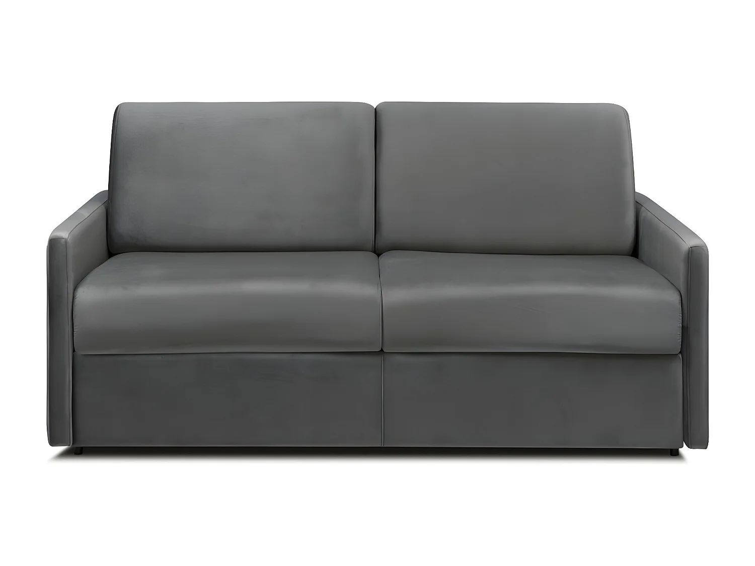 Canapé 3 places convertible express en velours gris anthracite avec assise mémoire de forme - Couchage à lattes larges 140 cm - Matelas 14 cm CALIFE