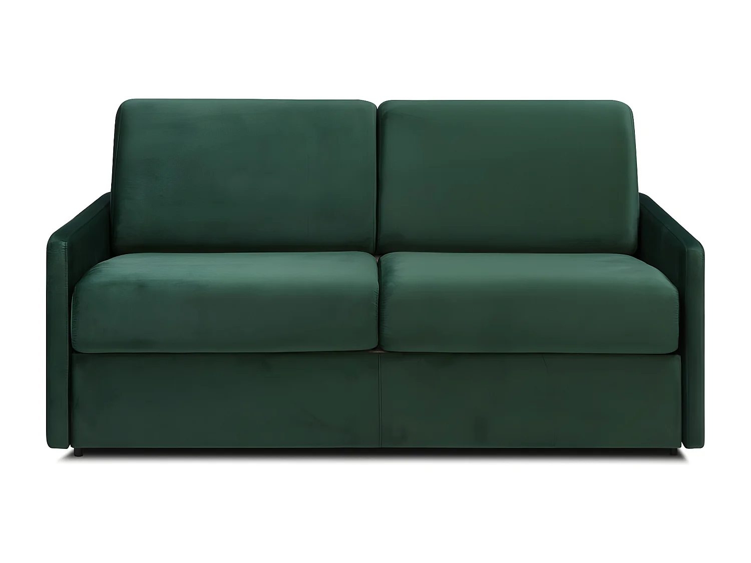 Canapé 3 places convertible express en velours vert sapin avec assise mémoire de forme - Couchage à lattes larges 140 cm - Matelas 14 cm CALIFE