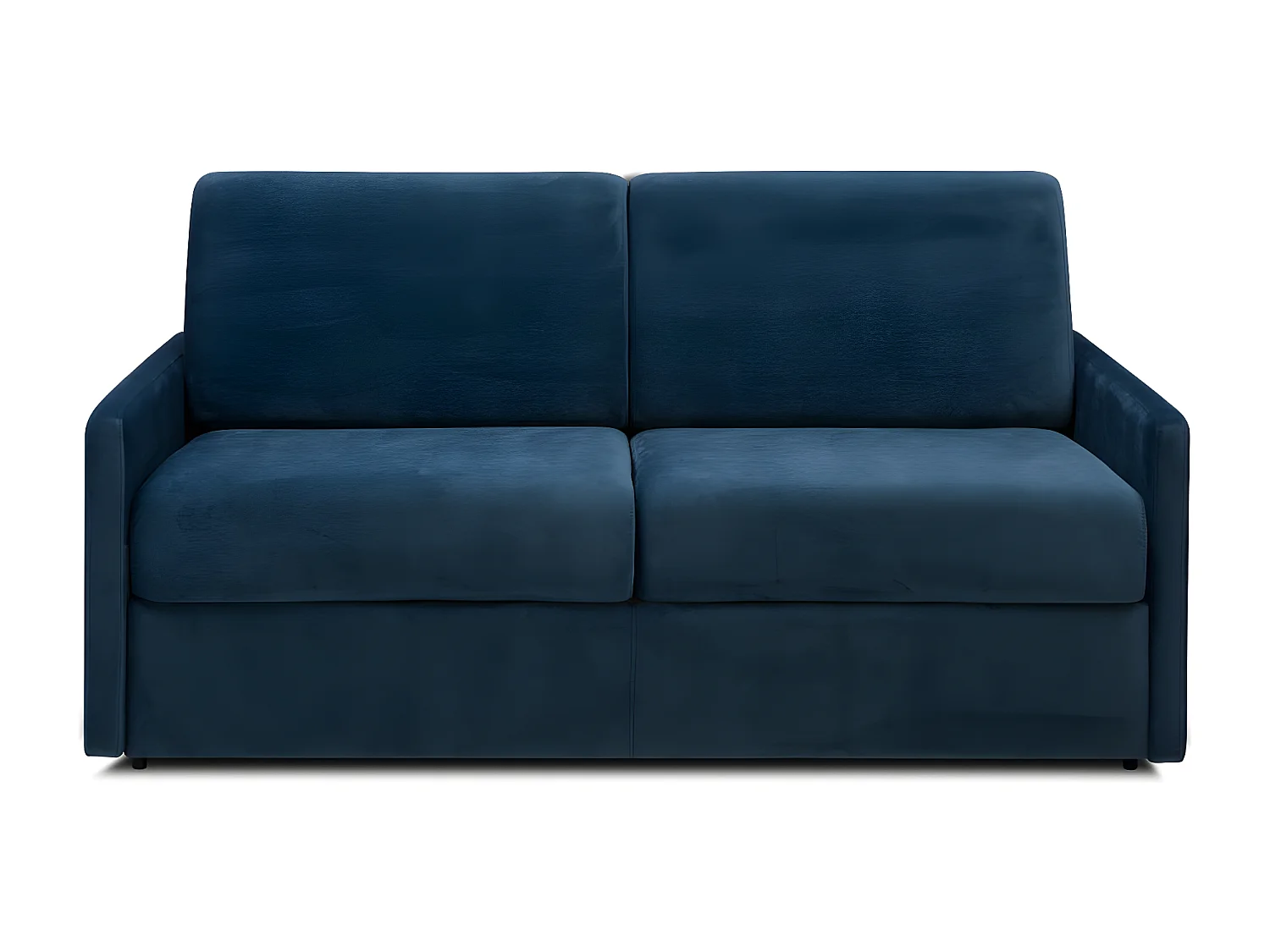Canapé 3 places convertible express en velours bleu nuit avec assise mémoire de forme - Couchage 140 cm - Matelas 14 cm CALIFE