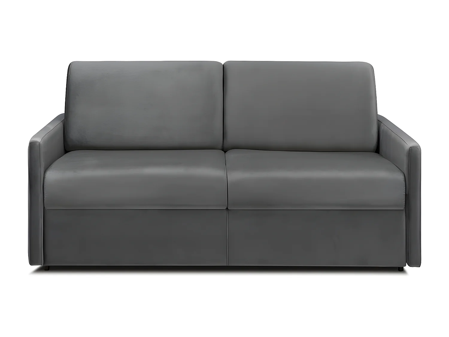 Canapé 3 places convertible express en velours gris anthracite avec assise mémoire de forme - Couchage 140 cm - Matelas 14 cm CALIFE