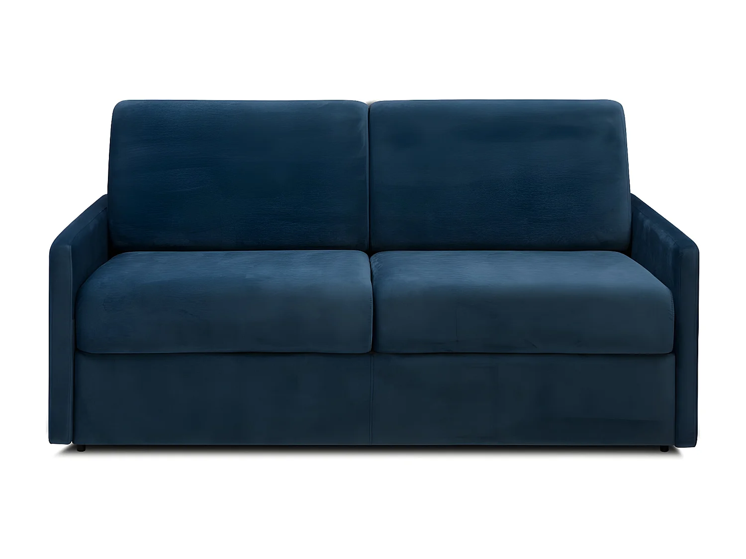 Canapé 3 places convertible express en velours bleu nuit avec assise mémoire de forme - Couchage 140 cm - Matelas 18 cm CALIFE