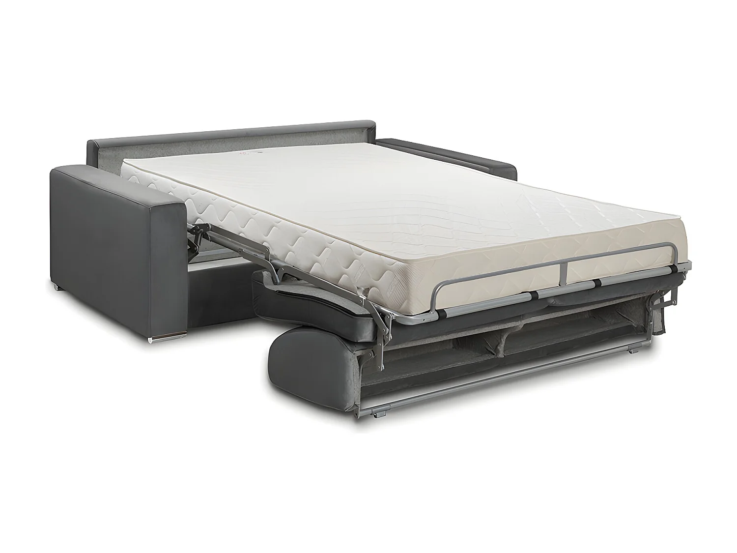 Canapé 3 places convertible express en velours gris anthracite avec assise mémoire de forme - Couchage 140 cm - Matelas 18 cm CALIFE
