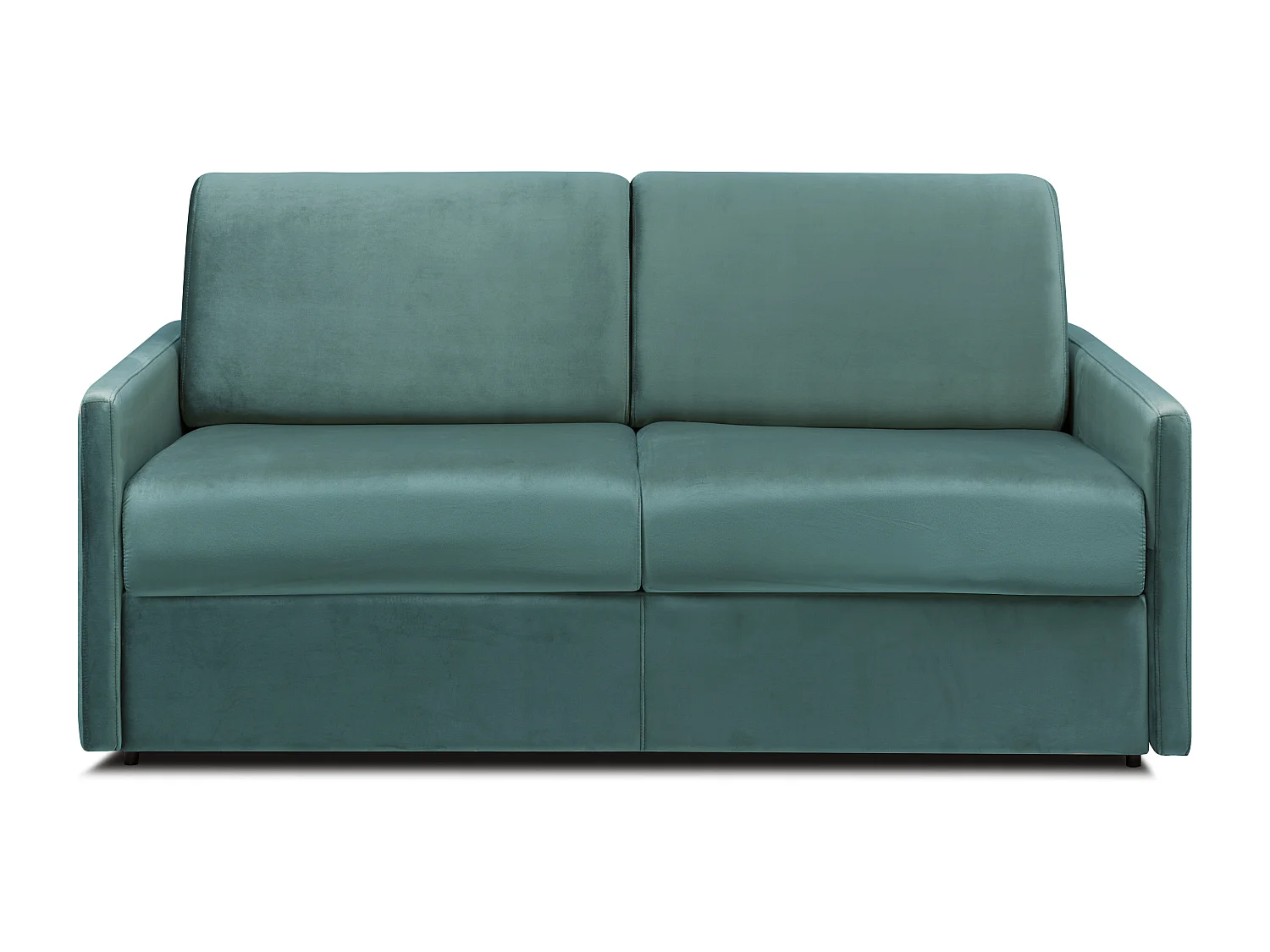 Canapé 3 places convertible express en velours vert émeraude avec assise mémoire de forme - Couchage 140 cm - Matelas 18 cm CALIFE