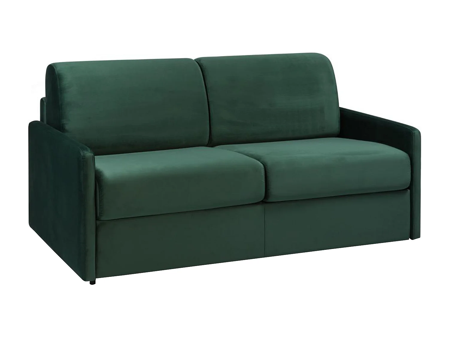 Canapé 3 places convertible express en velours vert sapin avec assise mémoire de forme - Couchage 140 cm - Matelas 22 cm avec assise mémoire de forme CALIFE