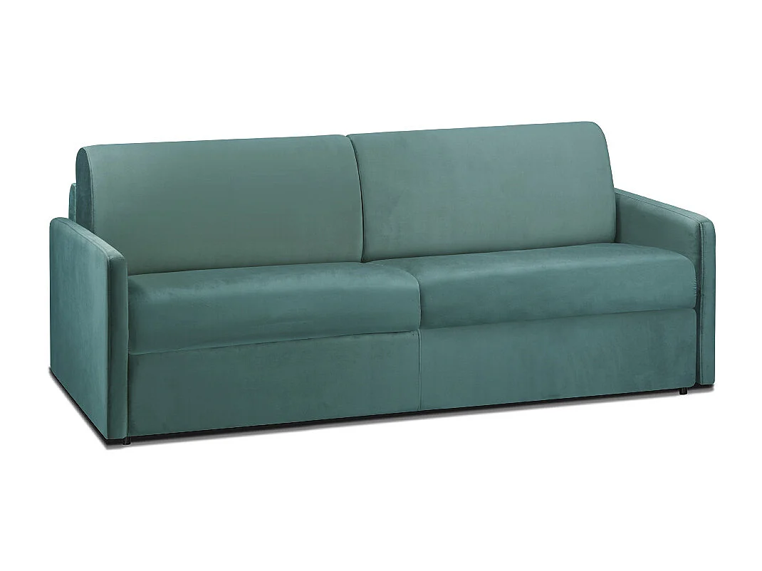 Canapé 4 places convertible express en velours vert émeraude avec assise mémoire de forme - Couchage 160 cm - Matelas 14 cm CALIFE