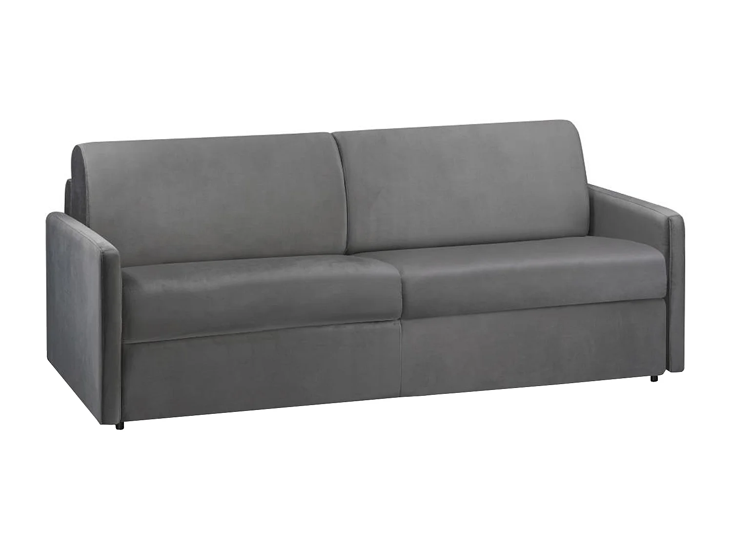 Canapé 4 places  convertible express en velours gris anthracite avec assise mémoire de forme - Couchage 160 cm - Matelas 22 cm avec assise mémoire de forme CALIFE