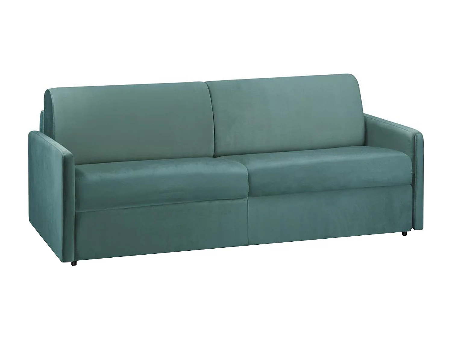 Canapé 4 places  convertible express en velours vert émeraude avec assise mémoire de forme - Couchage 160 cm - Matelas 22 cm avec assise mémoire de forme CALIFE