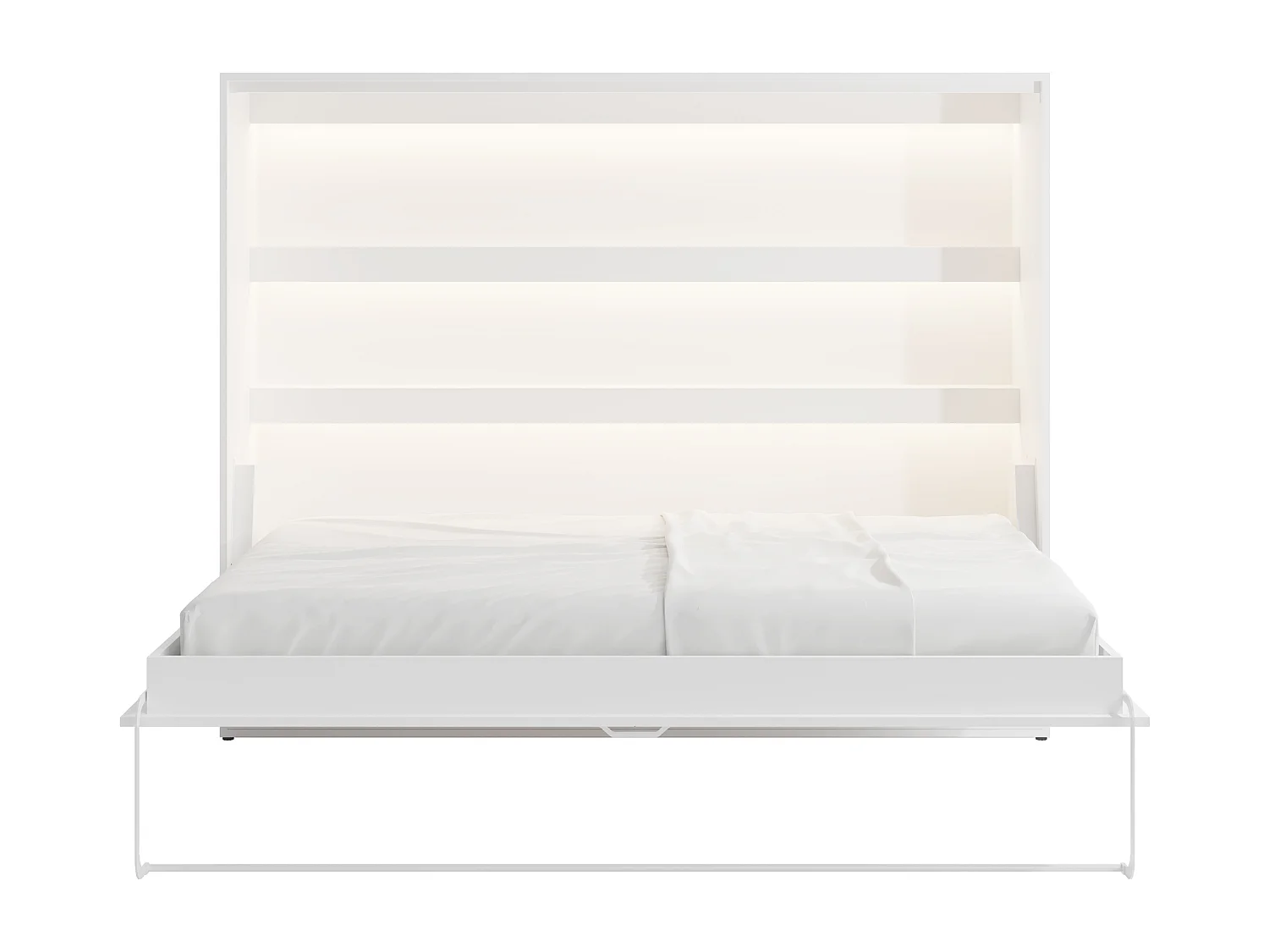 Bedkast 140 x 200 cm - Handmatige horizontale opening - Met ledverlichting - Wit - RAPILI