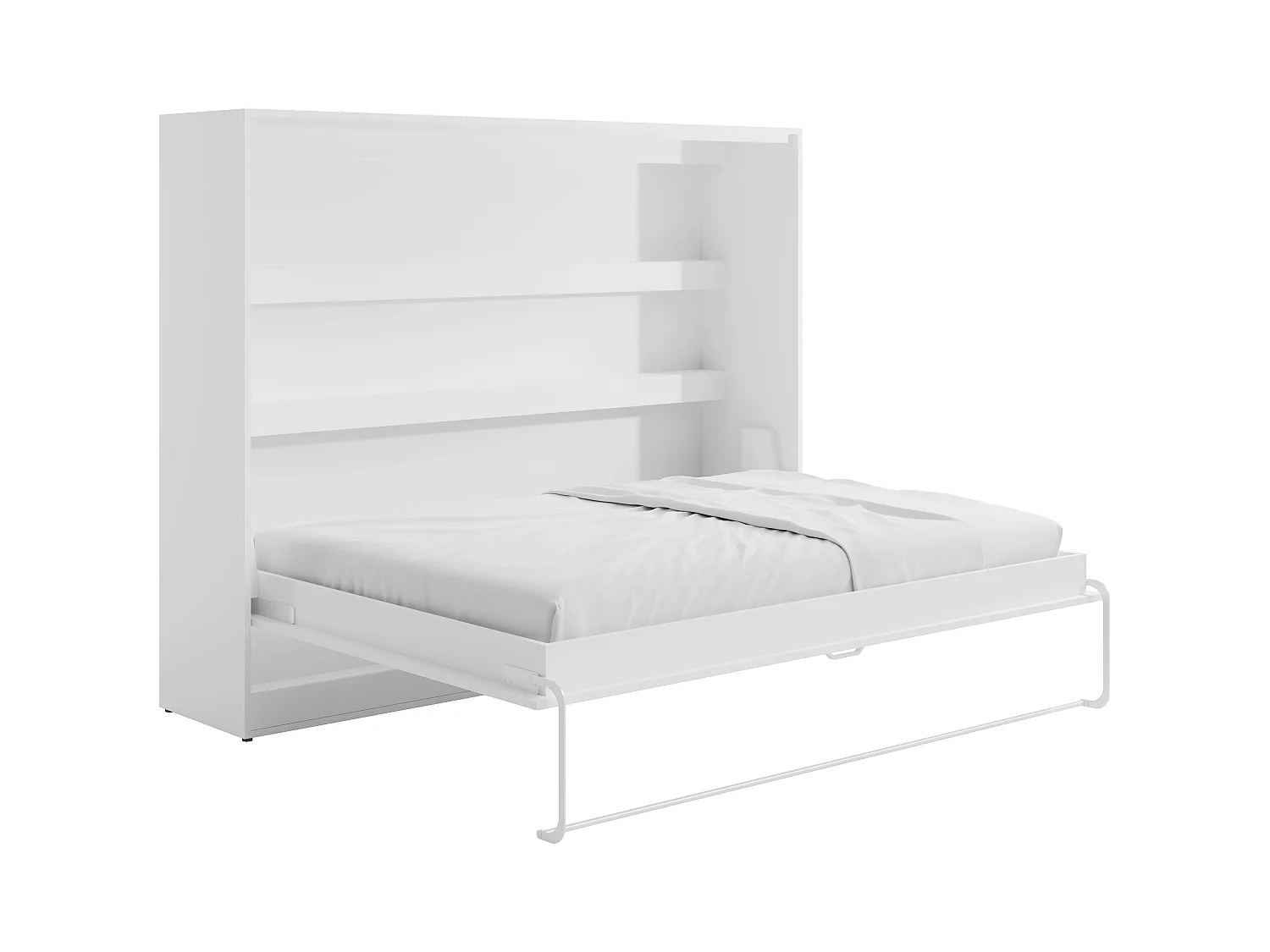 Bedkast 140 x 200 cm - Handmatige horizontale opening - Met ledverlichting - Wit - RAPILI