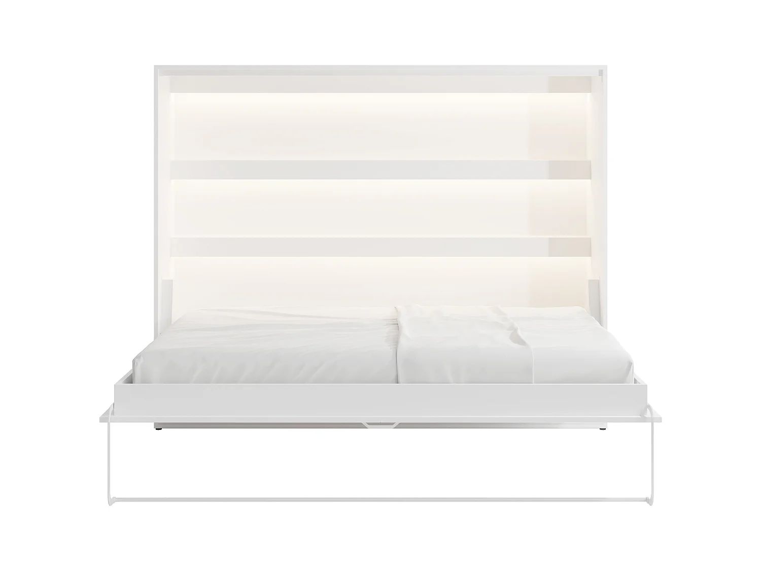 Bedkast 140 x 200 cm - Handmatige horizontale opening - Met ledverlichting - Wit - RAPILI