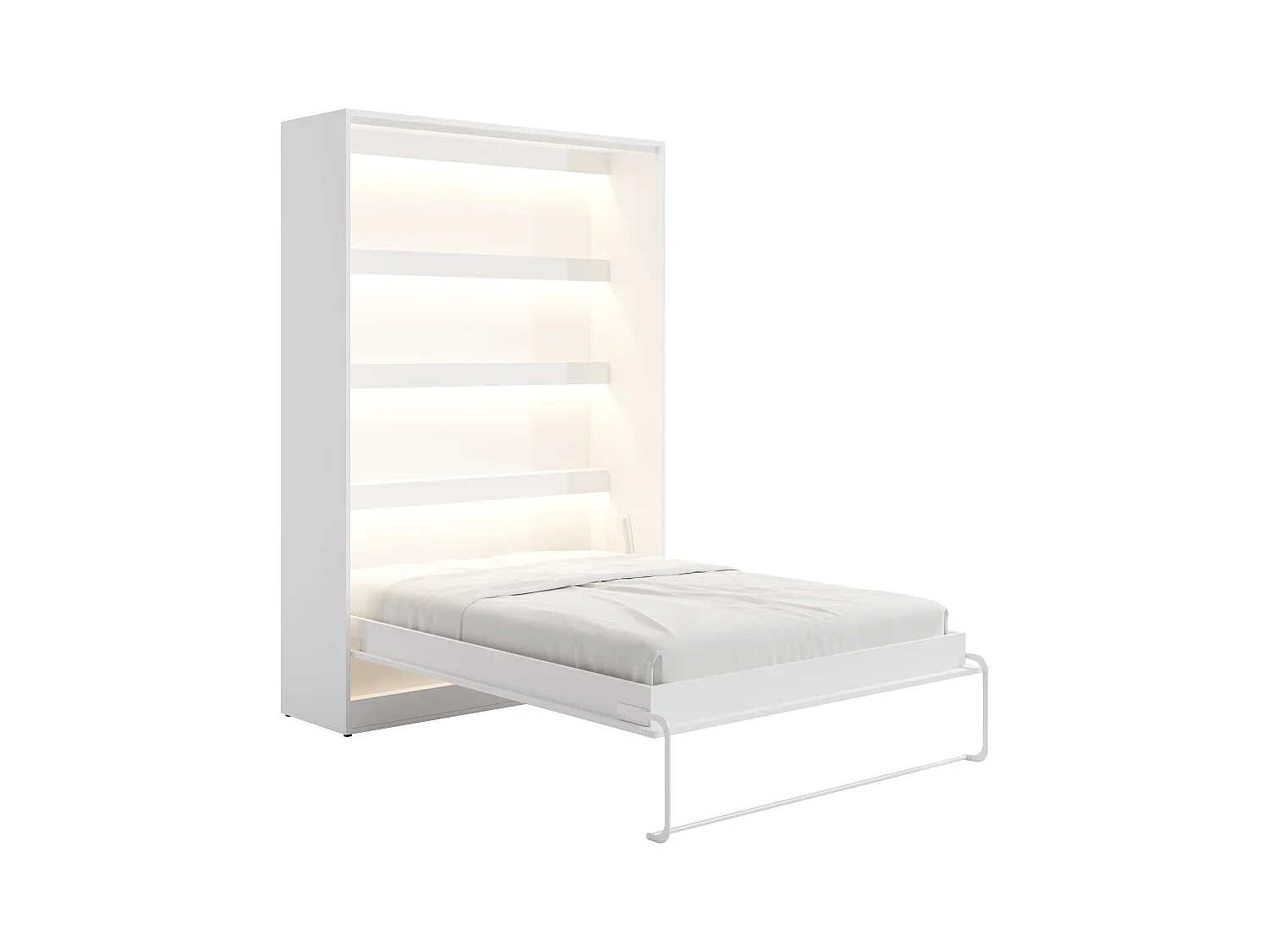Bedkast 140 x 200 cm - Handmatige verticale opening - Met ledverlichting - Wit - RAPILI