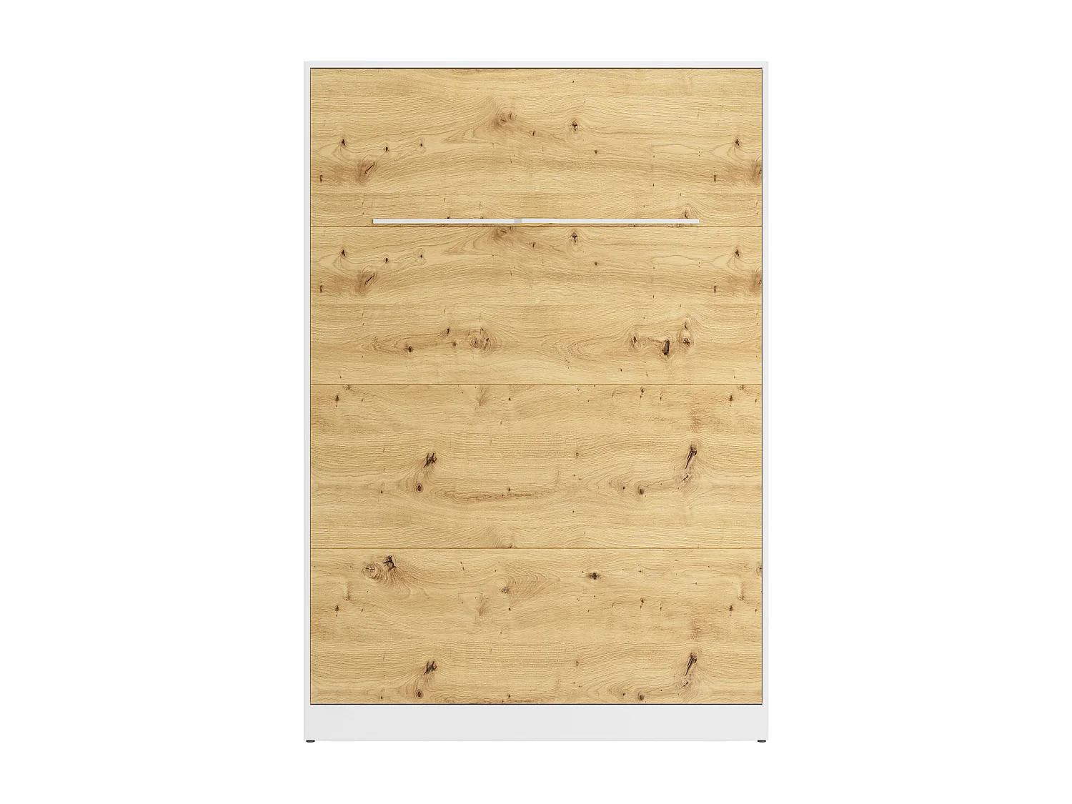 Łóżko chowane w szafie 140 × 200 cm – Otwieranie pionowe manualne – Oświetlenie LED – Białe i naturalne –  RAPILI