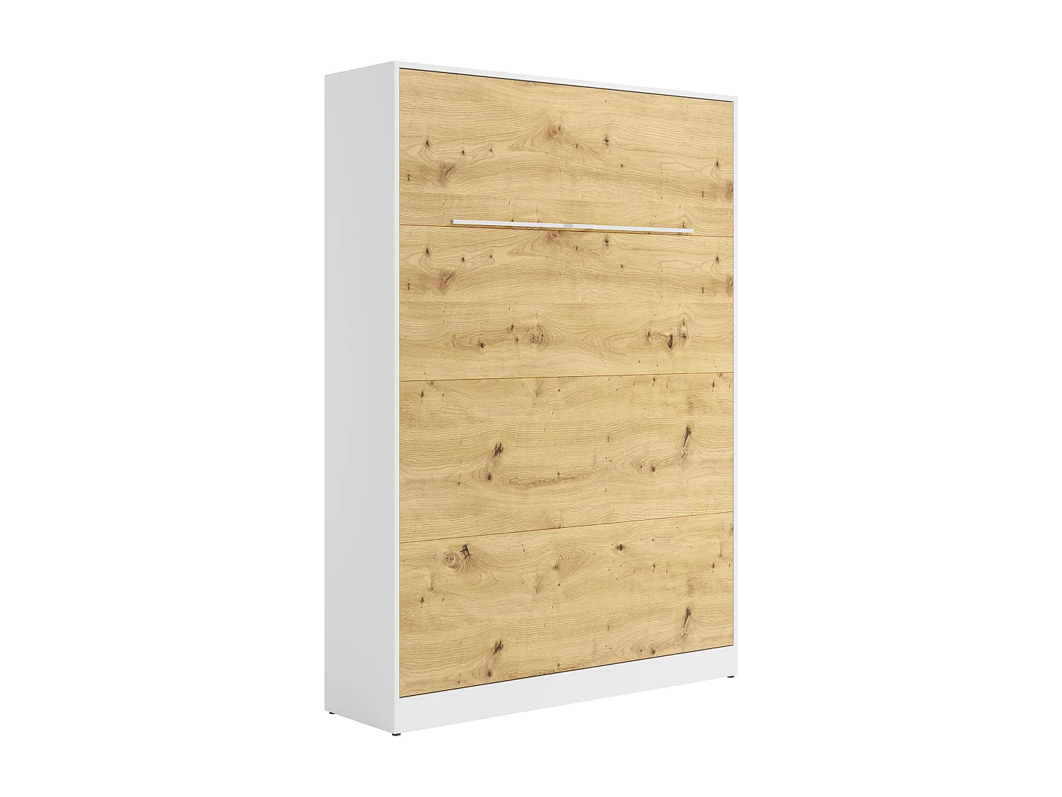 Lit escamotable 140 x 200 cm - Ouverture verticale manuelle - Avec LEDs - Blanc et naturel - RAPILI
