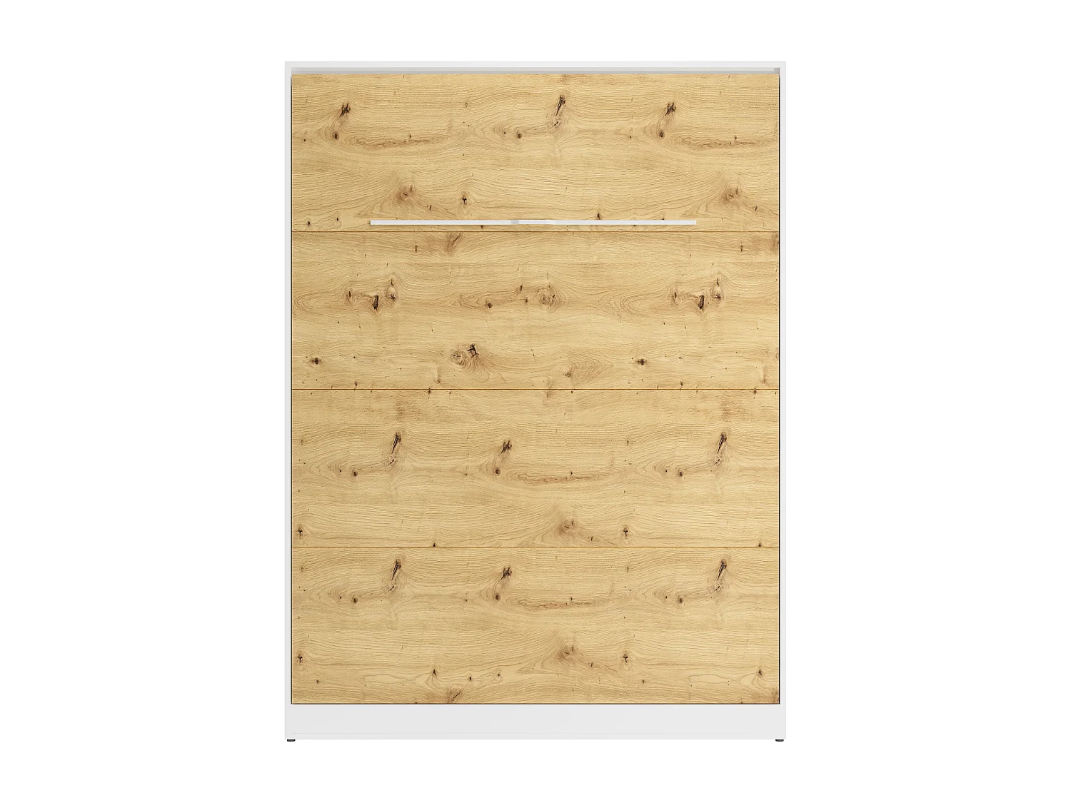 Lit escamotable 160 x 200 cm - Ouverture verticale manuelle - Avec LEDs - Blanc et naturel - RAPILI