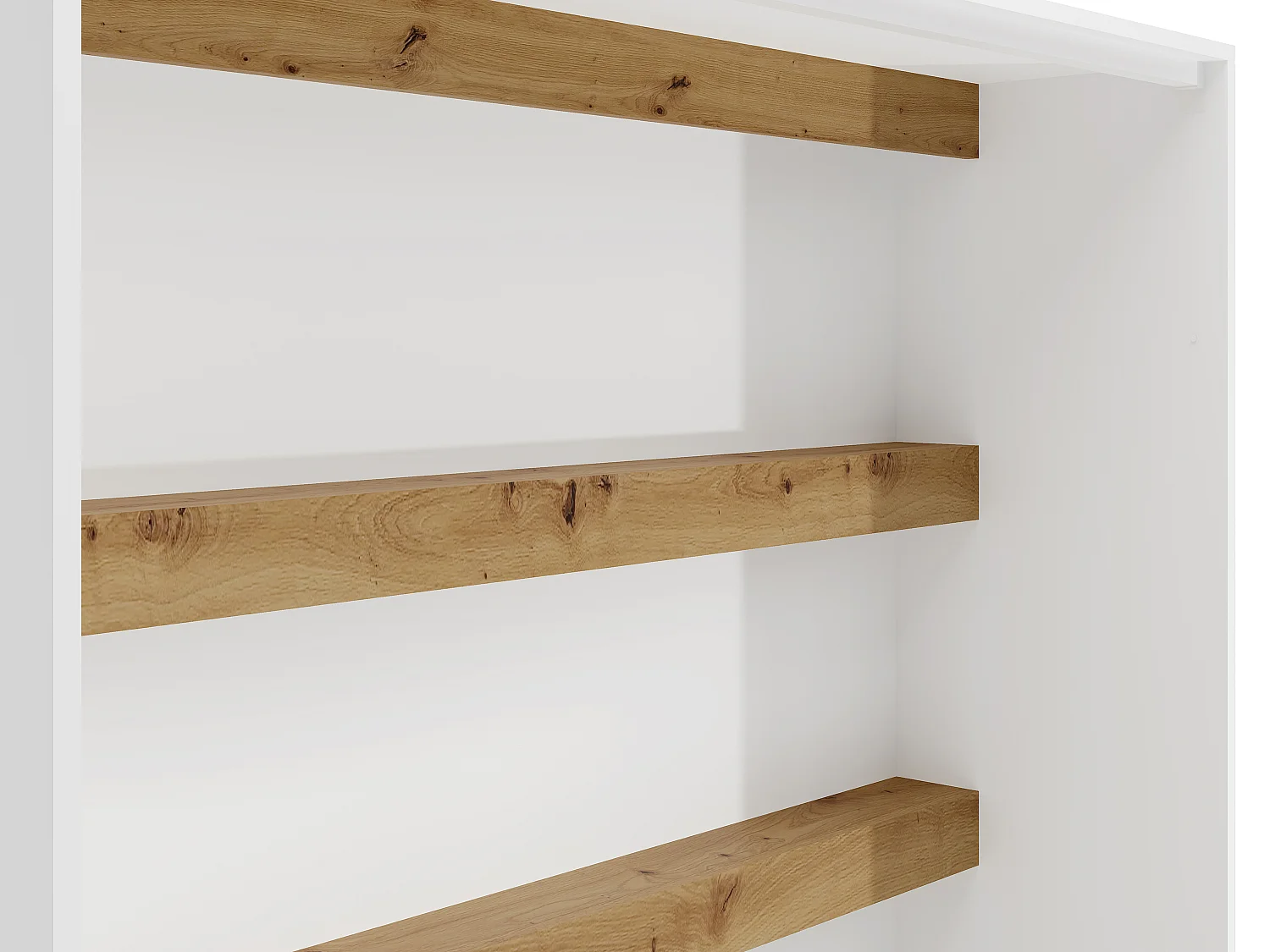 Lit escamotable 160 x 200 cm - Ouverture verticale manuelle - Avec LEDs - Blanc et naturel - RAPILI