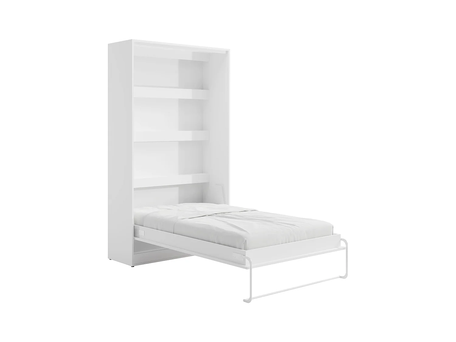 Lit escamotable 120 x 200 cm - Ouverture verticale manuelle - Avec LEDs - Blanc - RAPILI