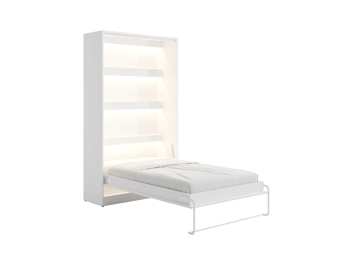 Cama abatible 120 x 200 cm - Apertura vertical manual - Con LEDs - blanco - RAPILI