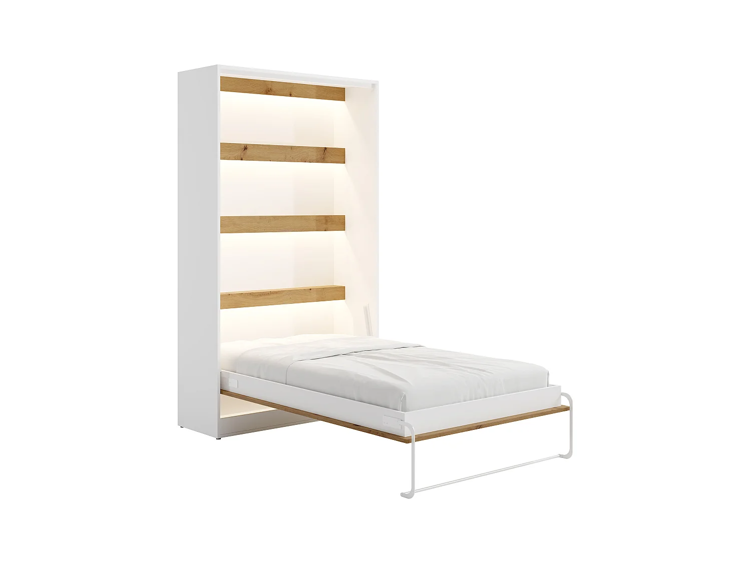 Letto estraibile 120 x 200 cm Apertura verticale manuale Con LED Bianco e Naturale - RAPILI