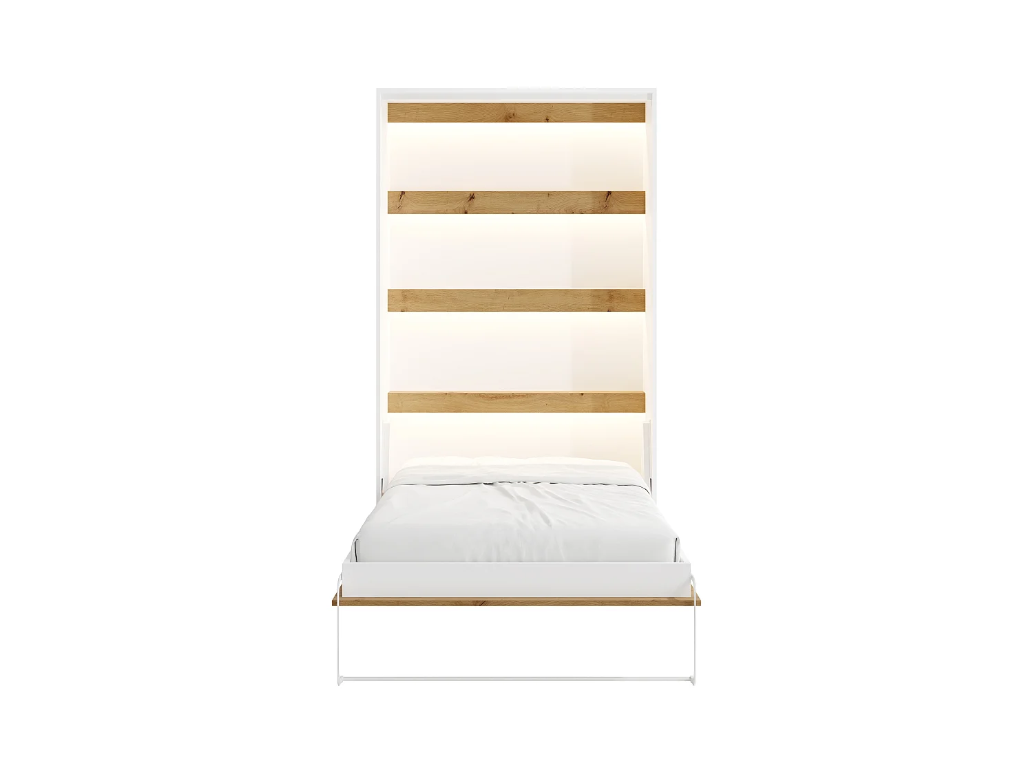 Letto estraibile 120 x 200 cm Apertura verticale manuale Con LED Bianco e Naturale - RAPILI