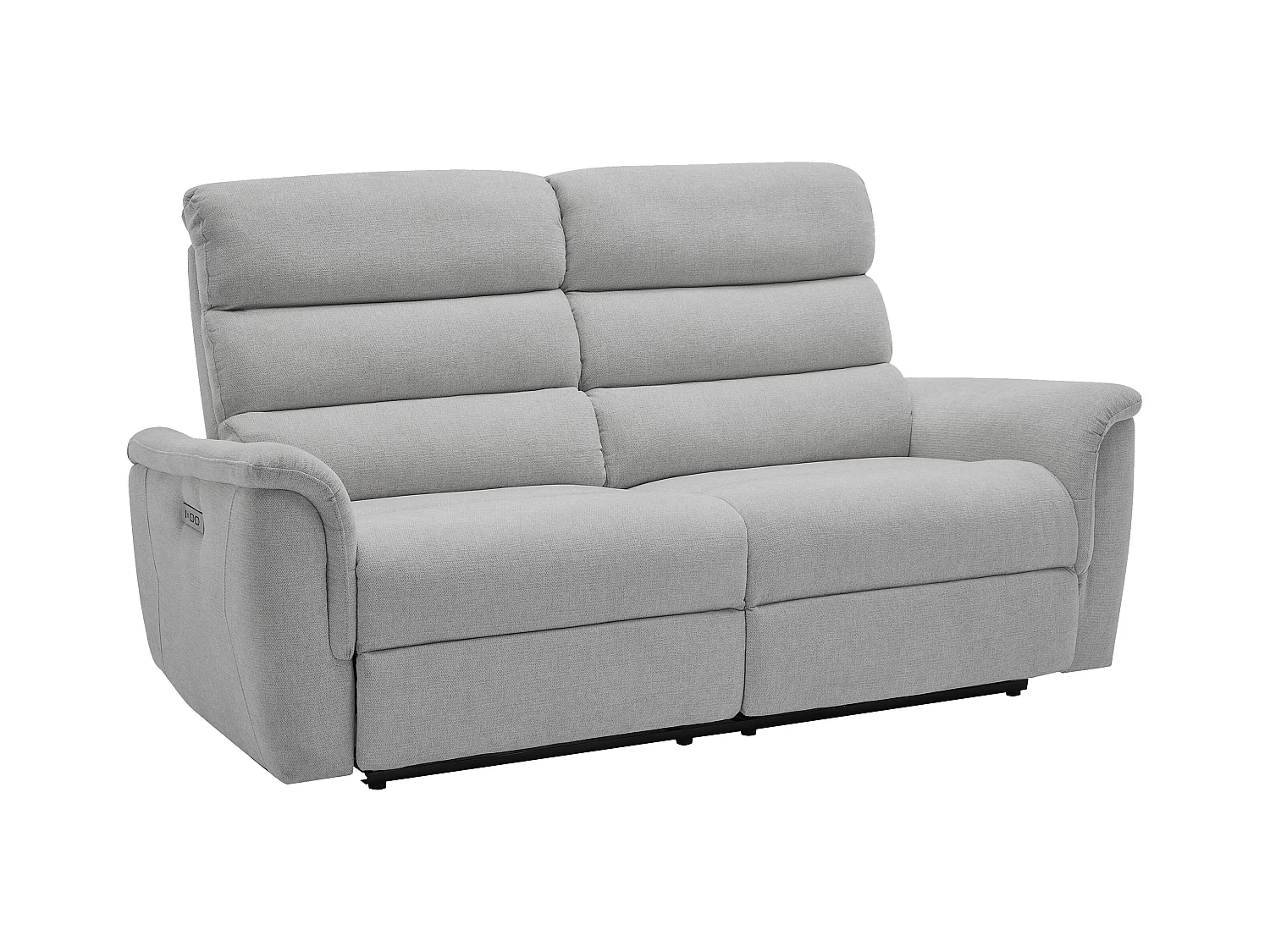 Elektrische relax-driezitsbank van lichtgrijze stof CARTASIA