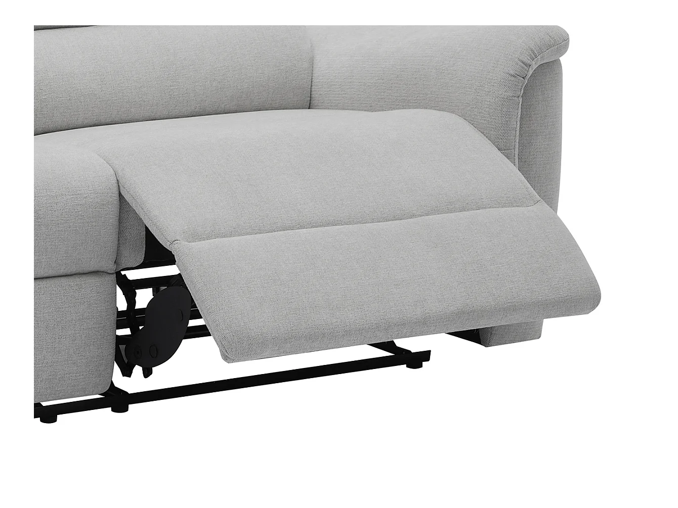 Elektrische relax-driezitsbank van lichtgrijze stof CARTASIA