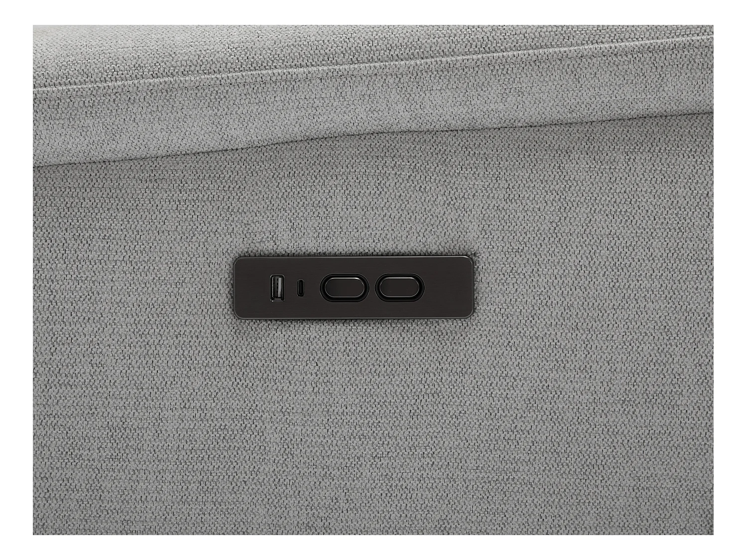 Elektrische relax-driezitsbank van lichtgrijze stof CARTASIA