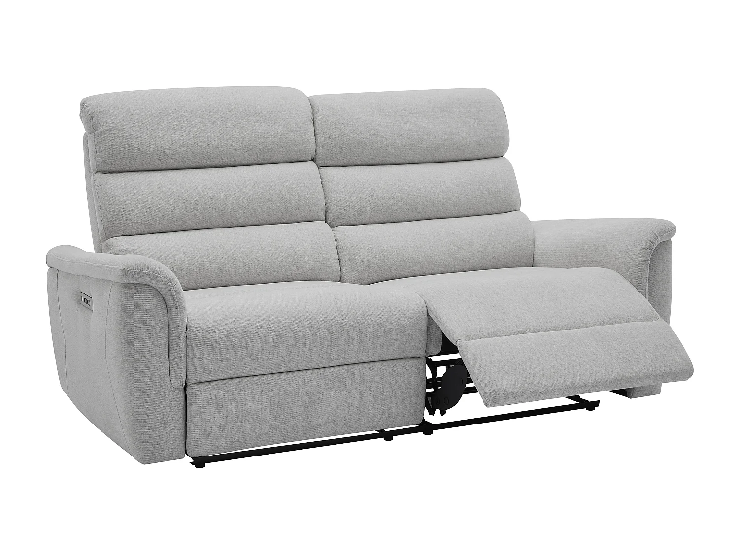 Canapé 3 places relax électrique en tissu gris clair CARTASIA