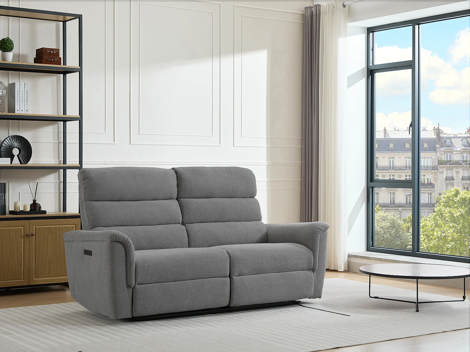Relaxsofa elektrisch 3-Sitzer - Stoff - Grau - CARTASIA
