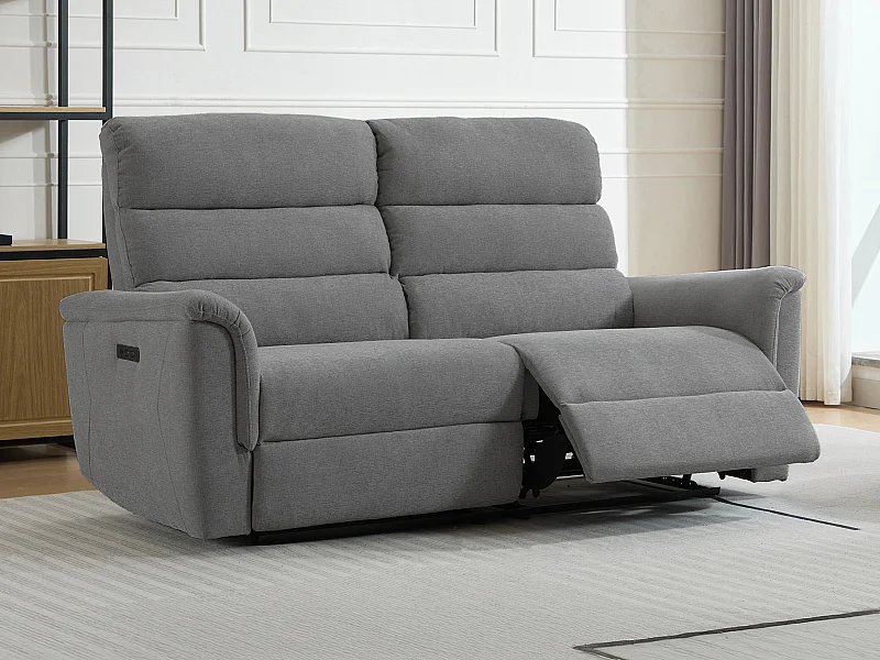 3-seters elektrisk regulerbar sofa i grått stoff CARTASIA