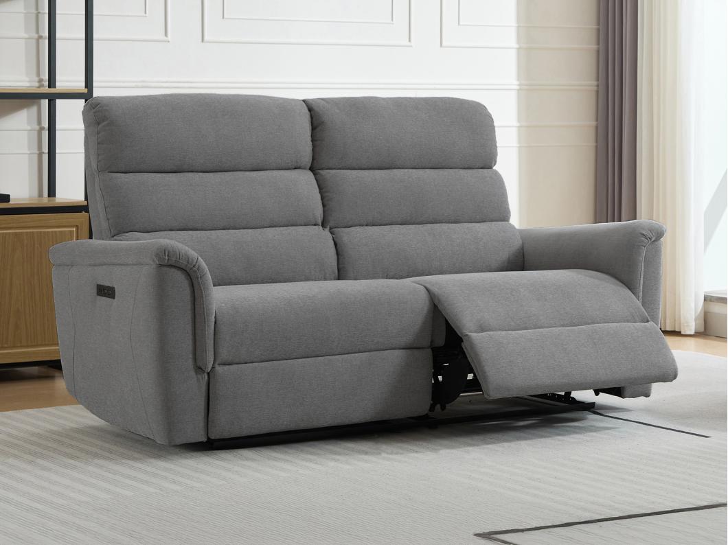 Relaxsofa elektrisch 3-Sitzer - Stoff - Grau - CARTASIA