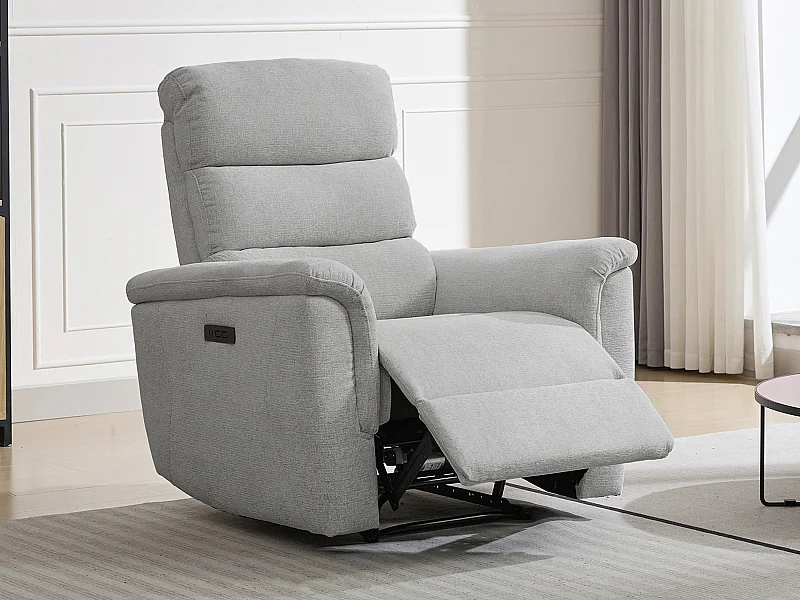 Fauteuil relax électrique en tissu gris clair CARTASIA
