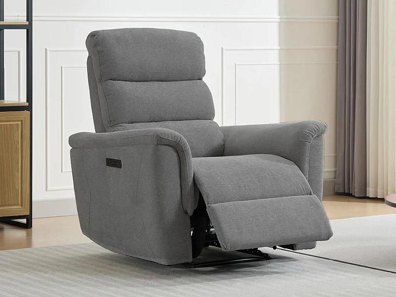 Fauteuil relax électrique en tissu gris CARTASIA