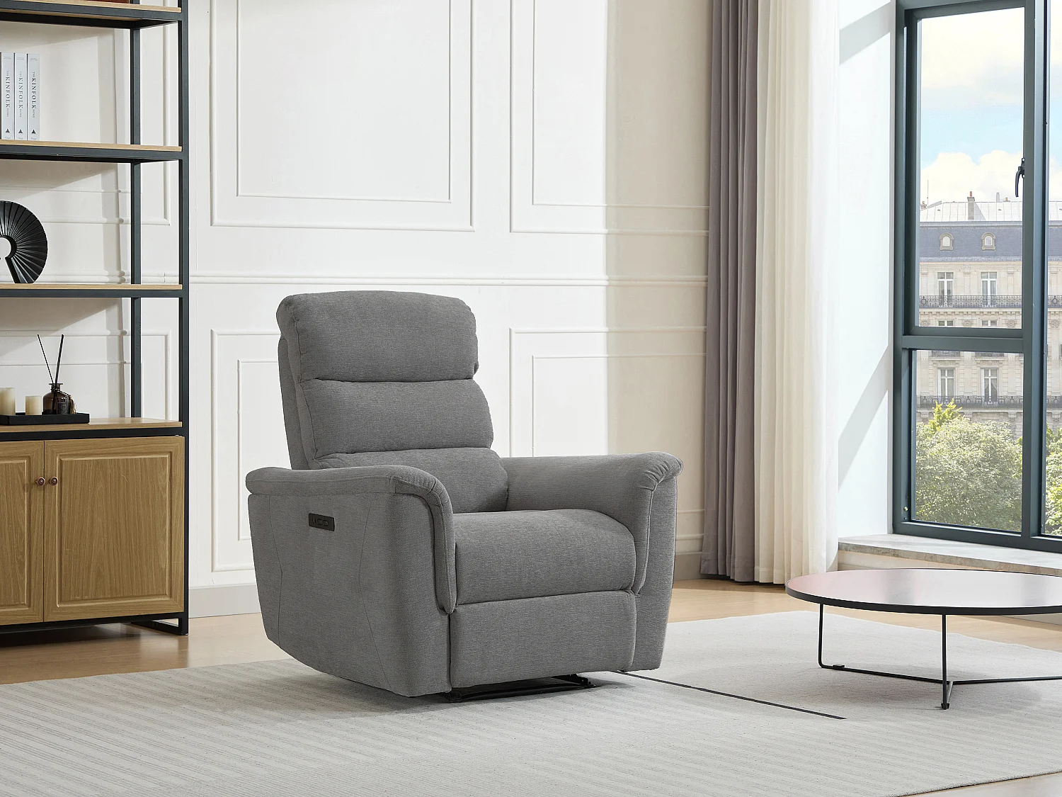 Fauteuil relax électrique en tissu gris CARTASIA