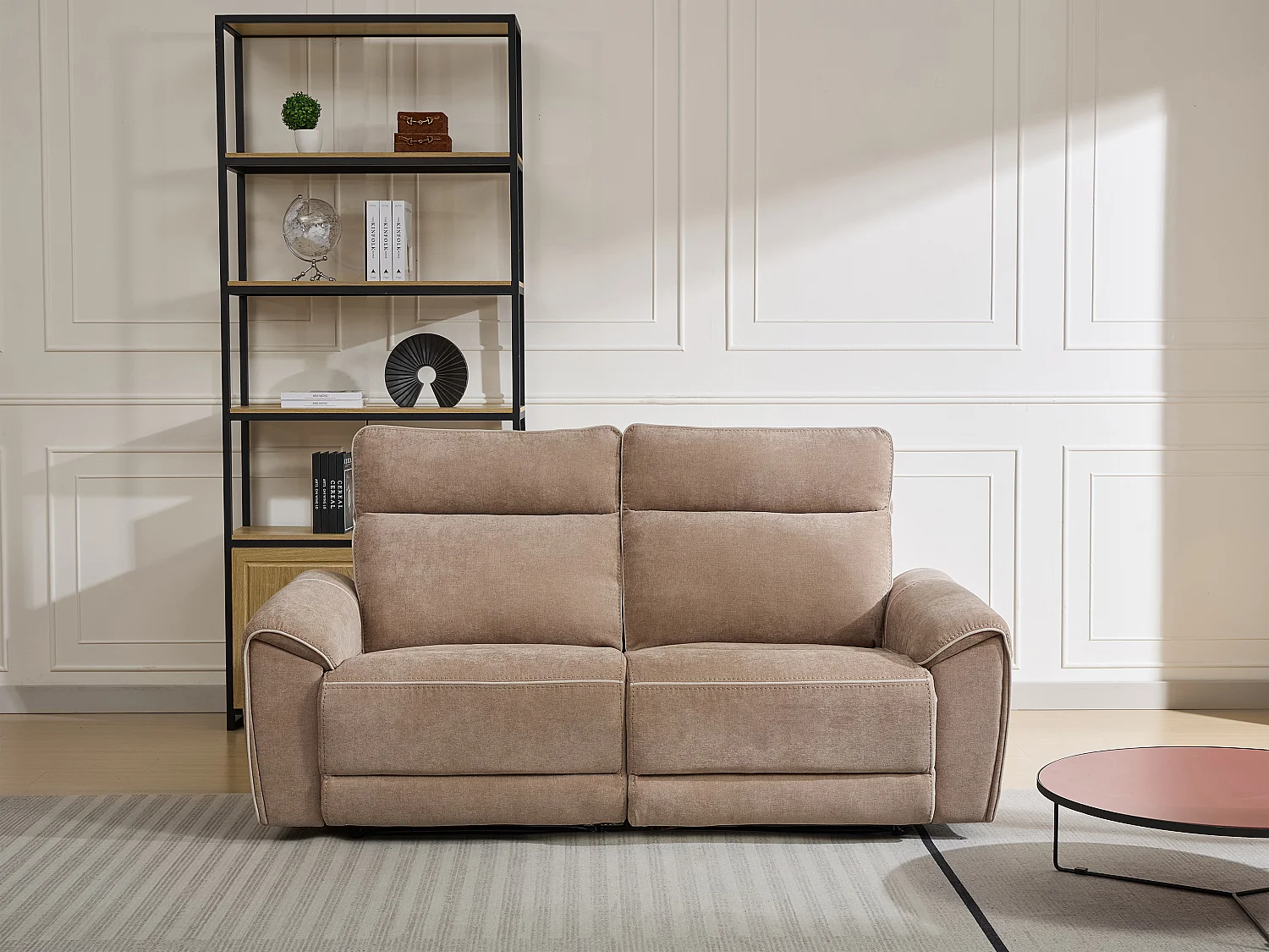Relaxsofa 3-Sitzer elektrisch - Stoff - Taupe - DJARALO