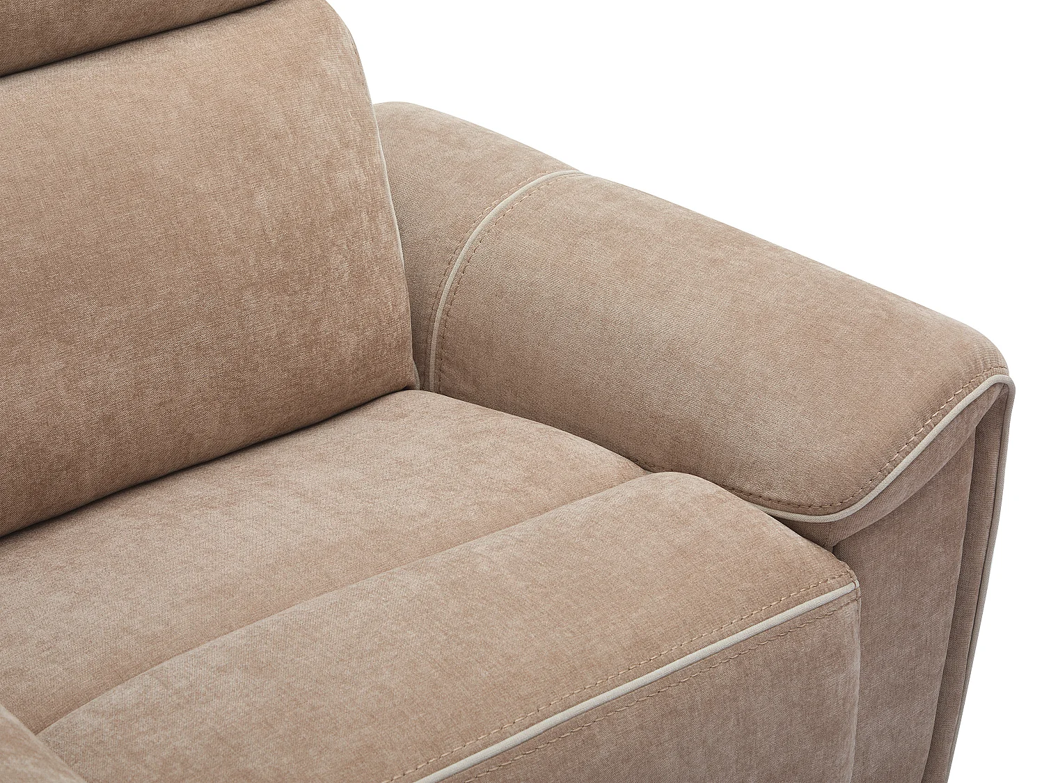 Elektrische relax-driezitsbank van taupegrijze stof DJARALO