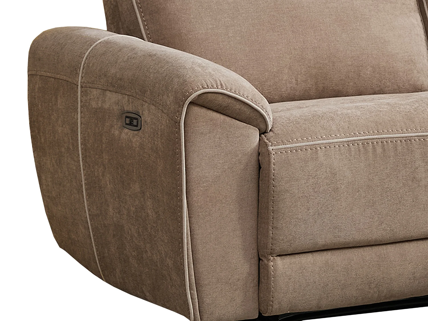 Canapé 3 places relax électrique en tissu taupe DJARALO