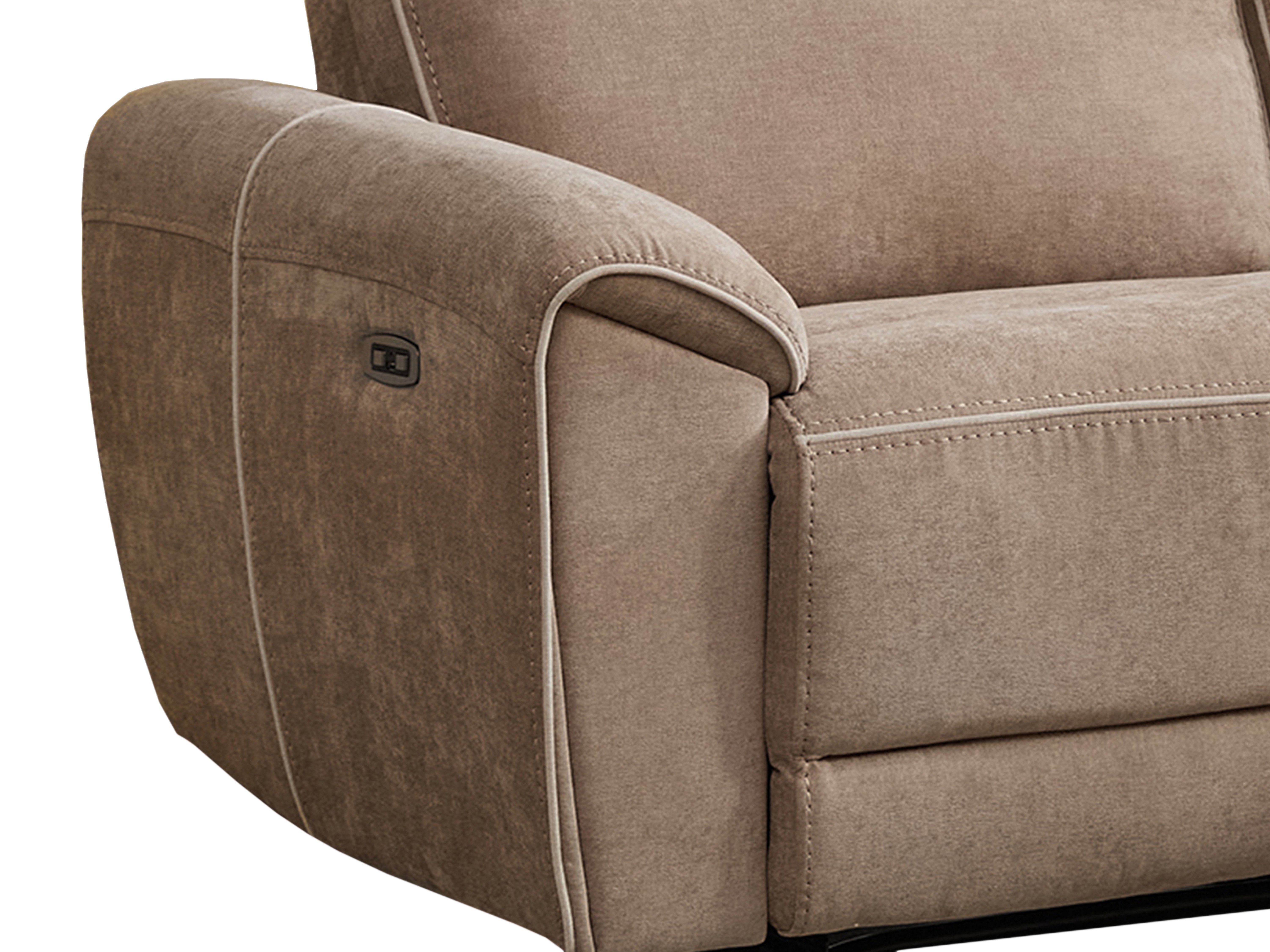 Canapé 3 Places Relax En Microfibre Taupe - Mécanisme Manuel, Inclinaison 135° - Dimensions 202x98x99 Cm