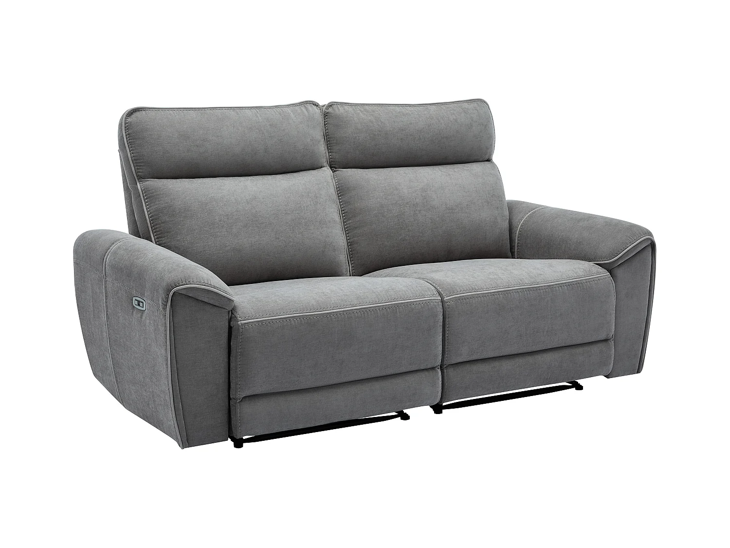 Canapé 3 places relax électrique en tissu gris DJARALO