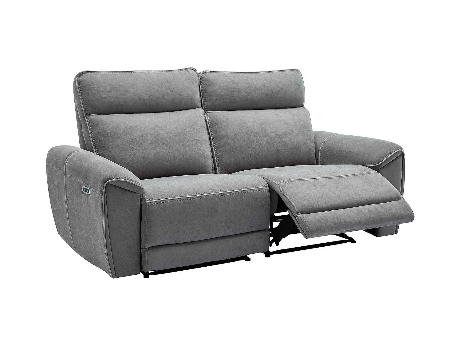Canapé 3 places relax électrique en tissu gris DJARALO