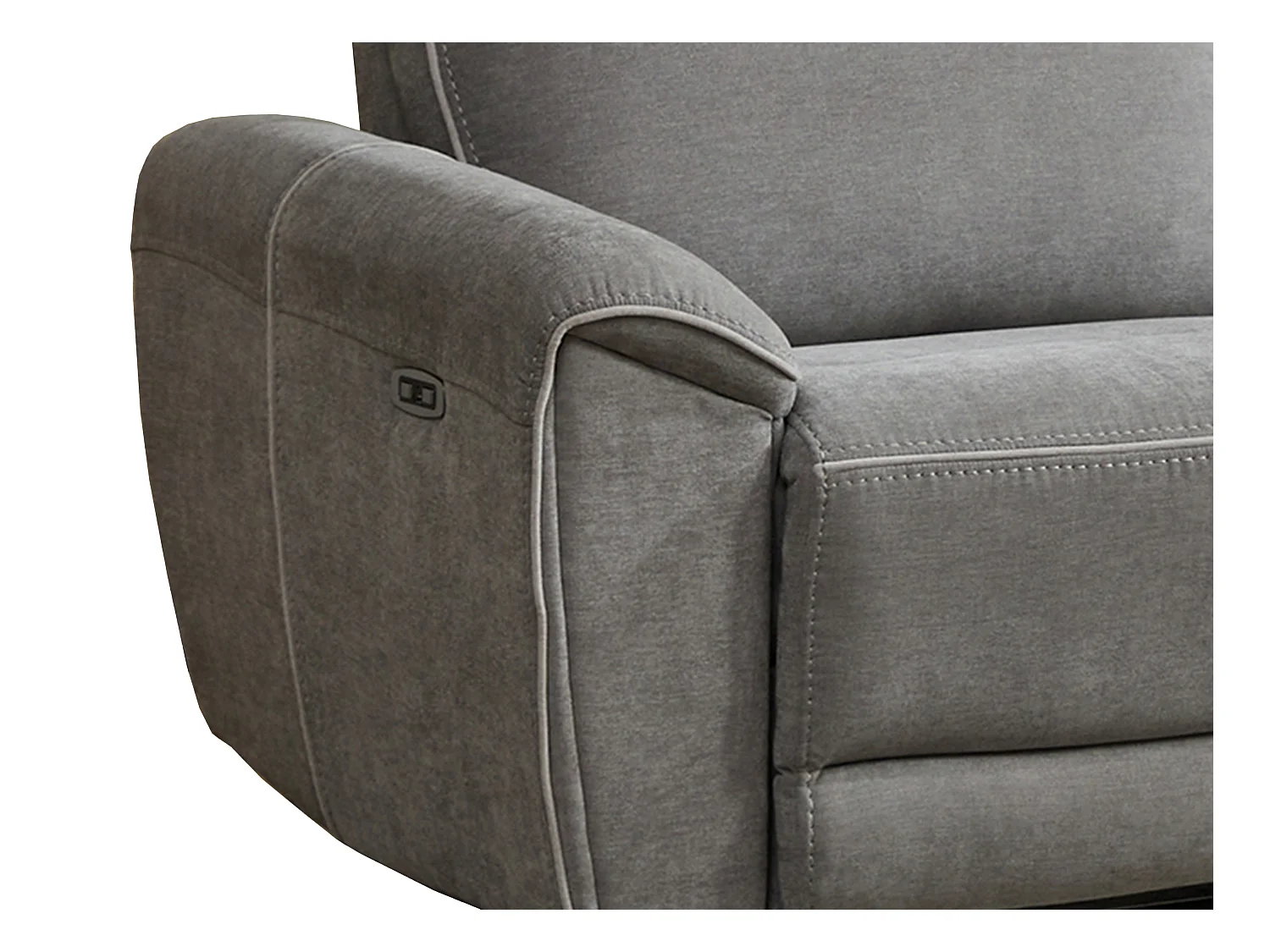 Canapé 3 places relax électrique en tissu gris DJARALO