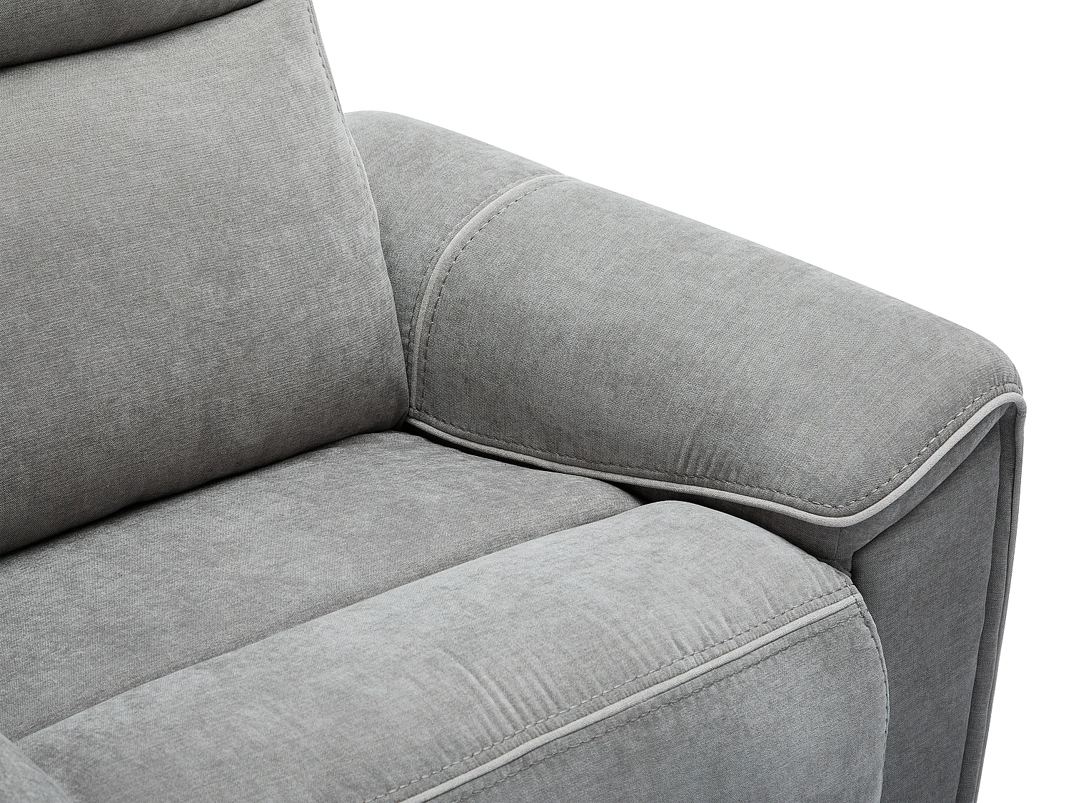 Canapé 3 places relax électrique en tissu gris DJARALO