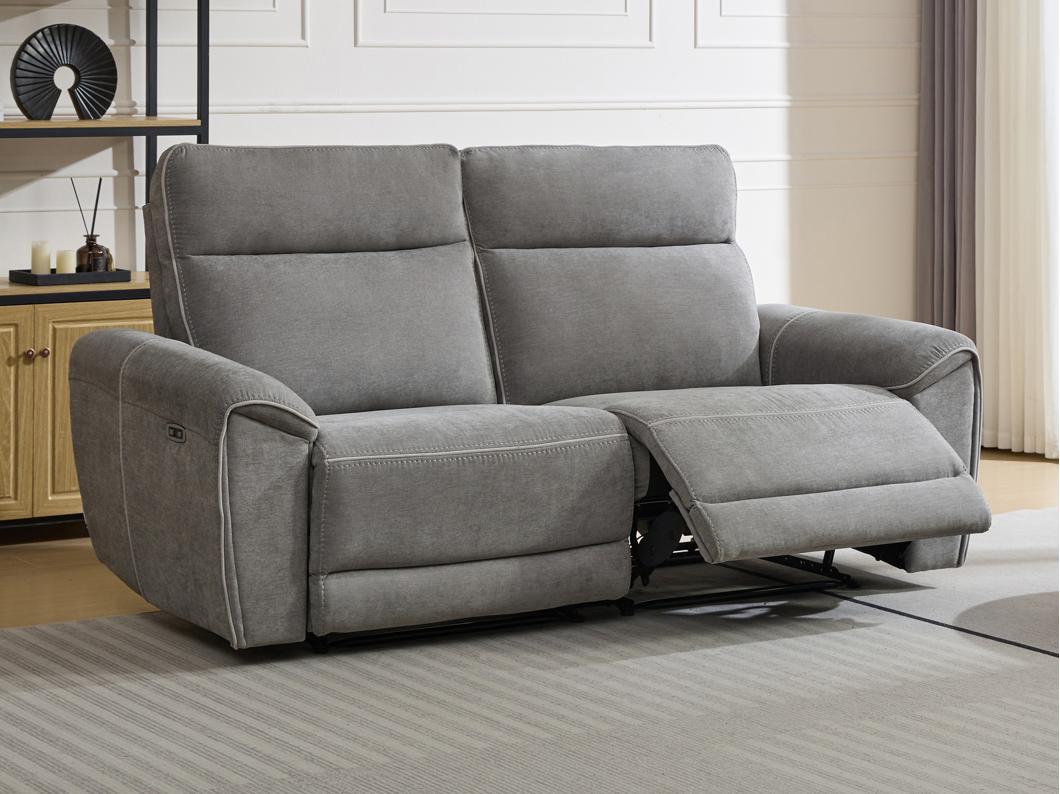 Relaxsofa 3-Sitzer elektrisch - Stoff - Grau - DJARALO
