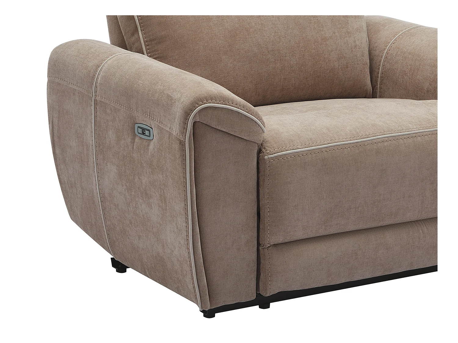 Elektrische relaxfauteuil van taupegrijze stof DJARALO