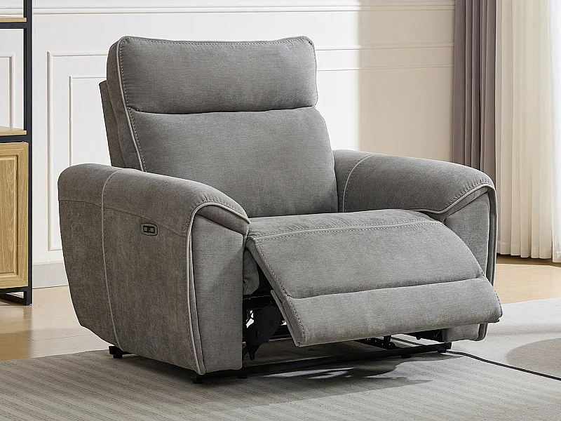 Fauteuil relax électrique en tissu gris DJARALO