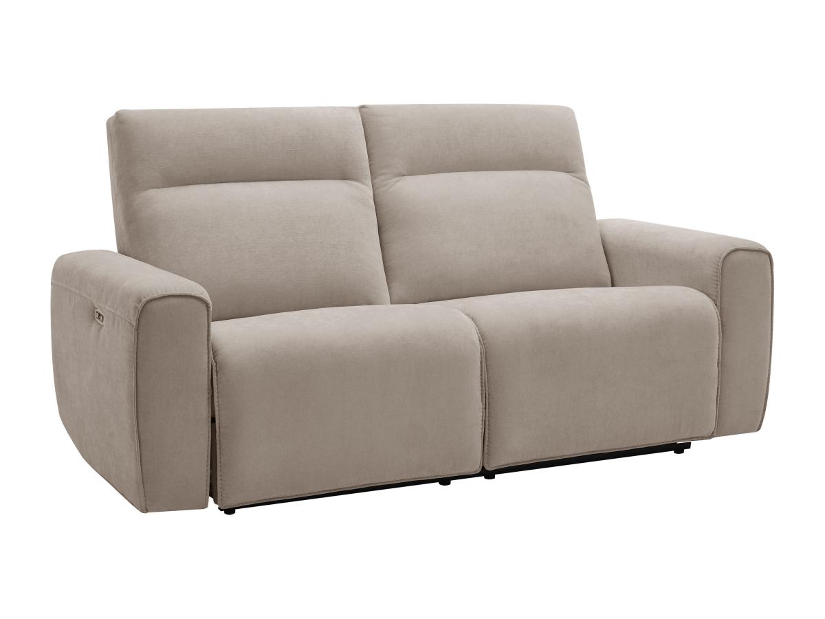 Relaxsofa elektrisch 3-Sitzer - Stoff - Beige - LORGITA günstig online kaufen